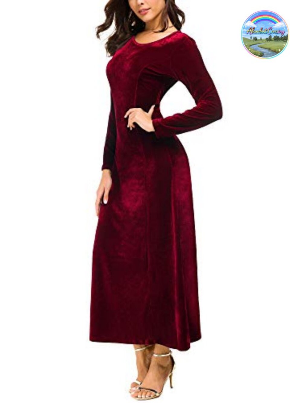 Elegant Long Sleeve Ruched Velvet Stretchy Midi Dress